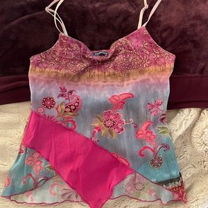 Asymmetrical pink tank top